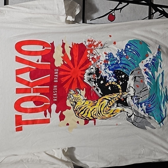 Reason Tee Shirt Tokyo Tiger Waves Size Large - Picture 2 of 6